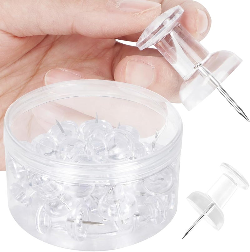 DANRONG 30 PCS Jumbo Push Pins for Bulletin Board, Large Thumb Tacks for Wall, 1.81 Inch, Giant Clear Thumbtacks, Pin Tacks for Cork Board Hanging Maps Photos Posters Calendar, Office School Supplies - Image 1